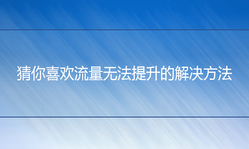 <b>網(wǎng)店代運(yùn)營(yíng)-猜你喜歡流量無(wú)法提升，解決方法</b>