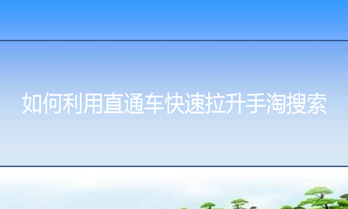 <b>天貓代運(yùn)營(yíng)-中小賣家如何利用直通車快速拉升手淘搜索</b>