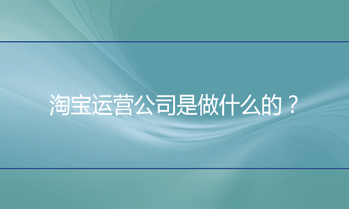 <b>淘寶運(yùn)營公司是做什么的？</b>
