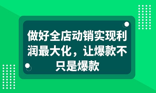 <b>做好全店動銷實現(xiàn)利潤最大化，讓爆款不只是爆款</b>